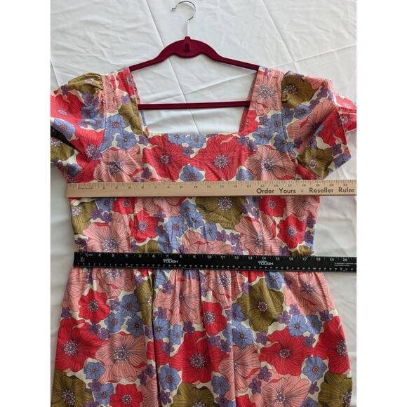 Joanie Floral Square Neck Baby Doll Dress Sz US 12 UK 16 short bell sleeves - Picture 10 of 11